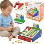 VIGA Drewniana Kasa sklepowa z akcesoriami Skaner Montessori - 001