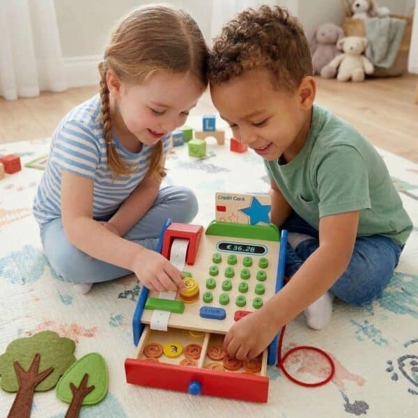 VIGA Drewniana Kasa sklepowa z akcesoriami Skaner Montessori - 002