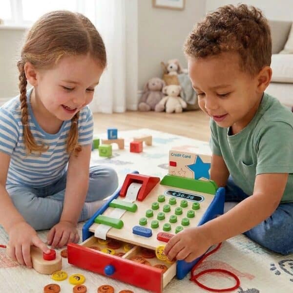 VIGA Drewniana Kasa sklepowa z akcesoriami Skaner Montessori - 003