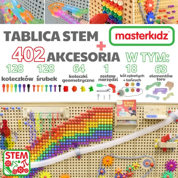 MASTERKIDZ Wolnostojąca Tablica Naukowa Kreatywna STEM 166 x 125 + Zestaw Akcesoriów - 003
