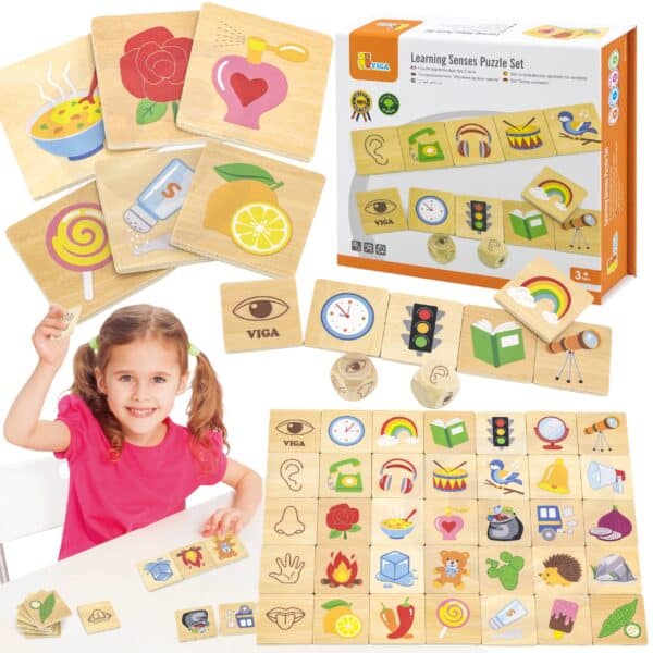 Drewniany Sorter Zmysłów Viga – Gra Logiczna Klasyfikacja Montessori - 001