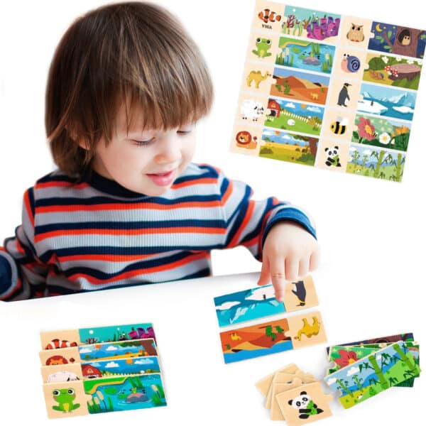Drewniana Układanka Logiczna Zwierzątka Viga – Sorter Kształtów Montessori - 002