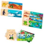 Drewniana Układanka Logiczna Zwierzątka Viga – Sorter Kształtów Montessori - 003