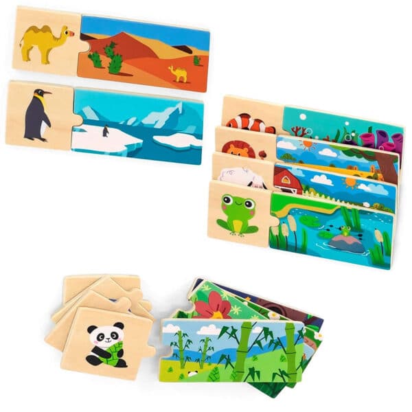 Drewniana Układanka Logiczna Zwierzątka Viga – Sorter Kształtów Montessori - 003