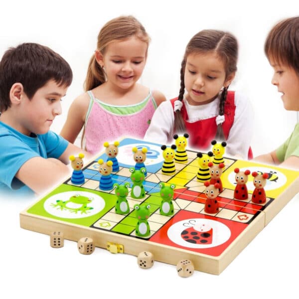 Klasyczna Gra Planszowa Chińczyk Ludo Drewniana Viga Montessori - 001