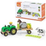 VIGA Traktor Drewniany Zwięrzatka Farma Zagroda - 001