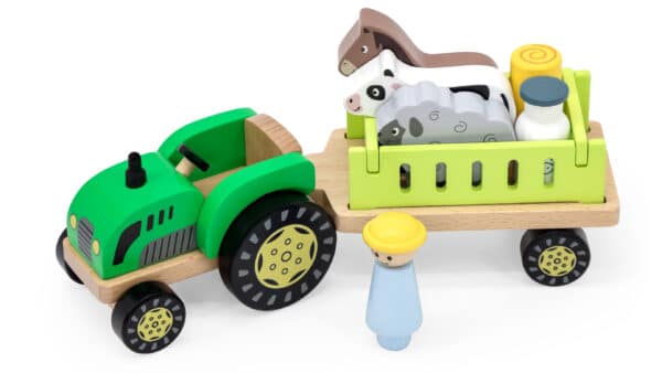 VIGA Traktor Drewniany Zwięrzatka Farma Zagroda - 003
