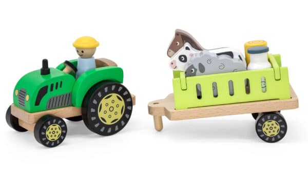 VIGA Traktor Drewniany Zwięrzatka Farma Zagroda - 004