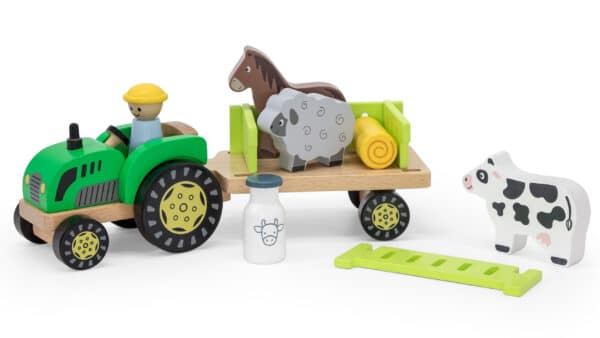 VIGA Traktor Drewniany Zwięrzatka Farma Zagroda - 006