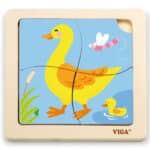 VIGA Poręczne Drewniane Puzzle Kaczuszka Układanka 4 elementy - 006