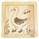 VIGA Poręczne Drewniane Puzzle Kaczuszka Układanka 4 elementy - 007