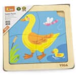 VIGA Poręczne Drewniane Puzzle Kaczuszka Układanka 4 elementy - 004