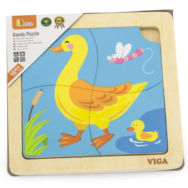 VIGA Poręczne Drewniane Puzzle Kaczuszka Układanka 4 elementy - 004