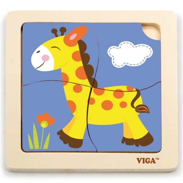 VIGA Poręczne Drewniane Puzzle Żyrafa - 001