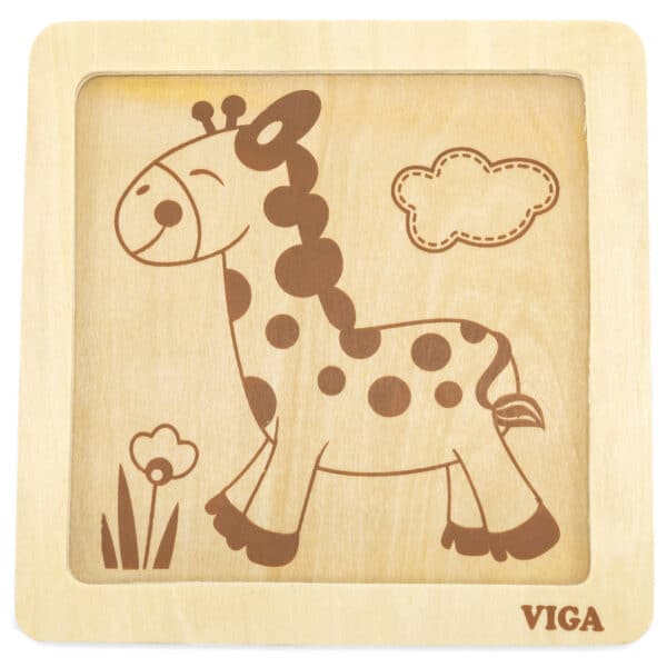 VIGA Poręczne Drewniane Puzzle Żyrafa - 003