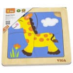 VIGA Poręczne Drewniane Puzzle Żyrafa - 006