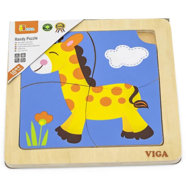 VIGA Poręczne Drewniane Puzzle Żyrafa - 006