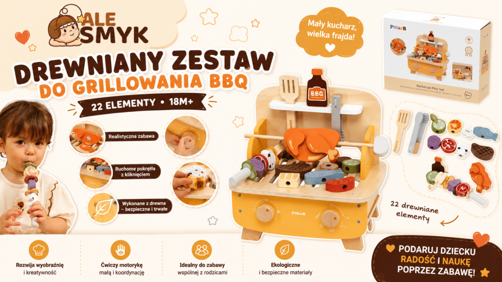 Drewniany zestaw do grillowania BBQ 22 elementy – mały kucharz, wielka kulinarna przygoda 5
