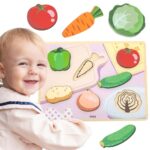 Drewniana Układanka Montessori Viga - Warzywa 2w1 z Figurkami - 001