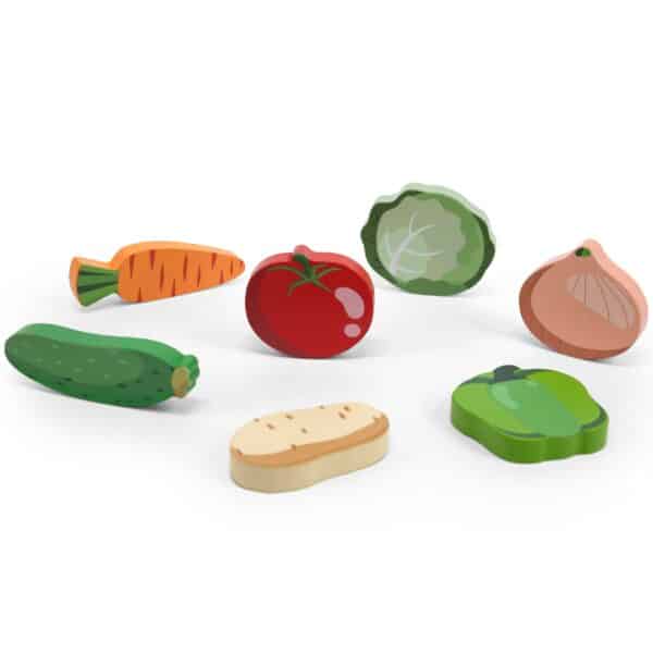 Drewniana Układanka Montessori Viga - Warzywa 2w1 z Figurkami - 006