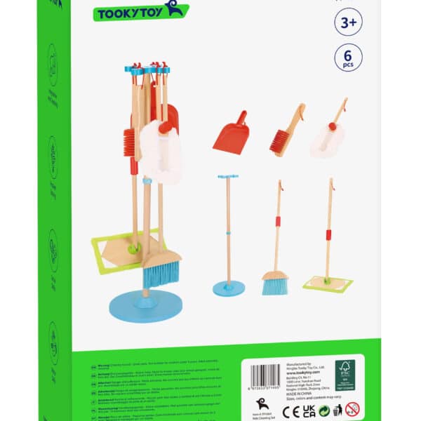 TOOKY TOY Drewniany Zestaw do Sprzątania dla Dzieci 6 el. - 015