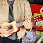 Viga Drewniana gitara dla dzieci Naturalna 21 cali 6 strun - 002