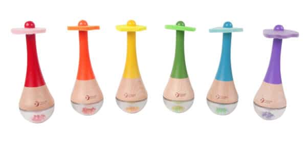 CLASSIC WORLD Grzechotka 2w1 Drewniany Instrument Tęczowy Marakas 1 szt. - 005