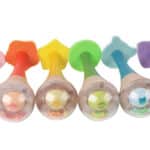 CLASSIC WORLD Grzechotka 2w1 Drewniany Instrument Tęczowy Marakas 1 szt. - 007