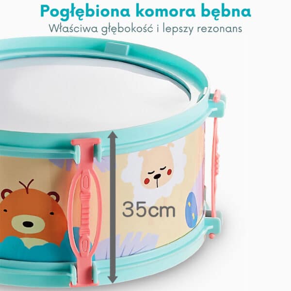 WOOPIE Perkusja Edukacyjna dla Dzieci 5 Bębnów 1 Talerz + Taboret z Motywem Zwierzątek - 004