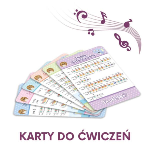WOOPIE Perkusja Edukacyjna dla Dzieci 5 Bębnów 1 Talerz + Taboret z Motywem Zwierzątek - 005