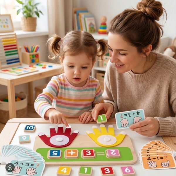 TOOKY TOY Drewniana Zabawka Edukacyjna do Nauki Liczenia Na Palcach Dodawanie i Odejmowanie - 003