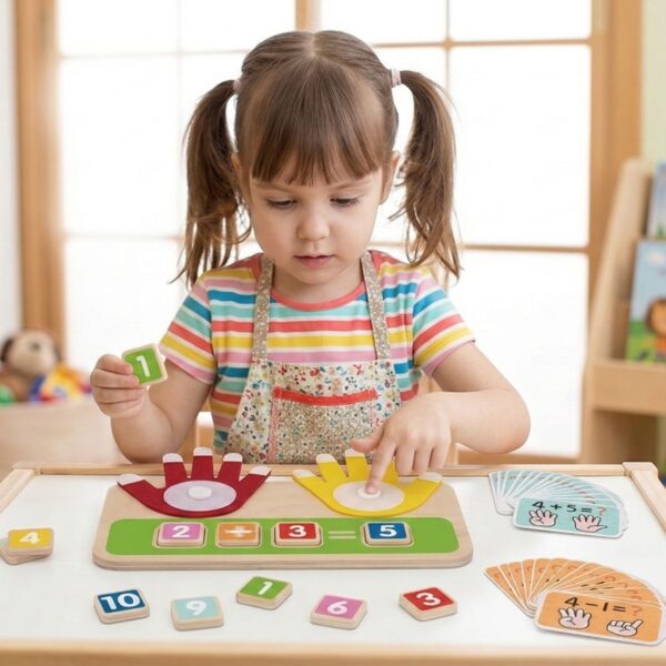 TOOKY TOY Drewniana Zabawka Edukacyjna do Nauki Liczenia Na Palcach Dodawanie i Odejmowanie - 004