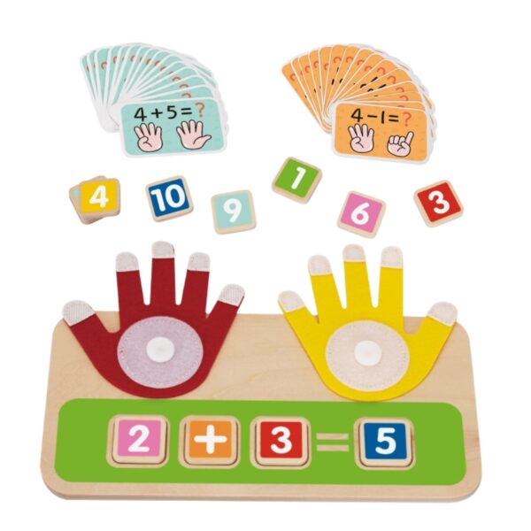 TOOKY TOY Drewniana Zabawka Edukacyjna do Nauki Liczenia Na Palcach Dodawanie i Odejmowanie - 005