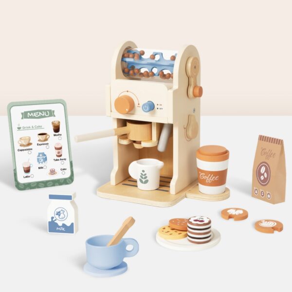 TOOKY TOY Drewniany Zestaw Do Kawy - Ekspres Baristy - 002