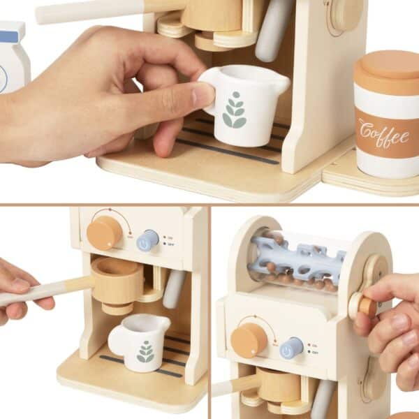 TOOKY TOY Drewniany Zestaw Do Kawy - Ekspres Baristy - 004