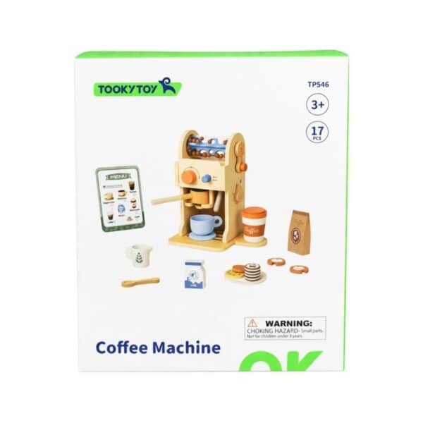 TOOKY TOY Drewniany Zestaw Do Kawy - Ekspres Baristy - 006