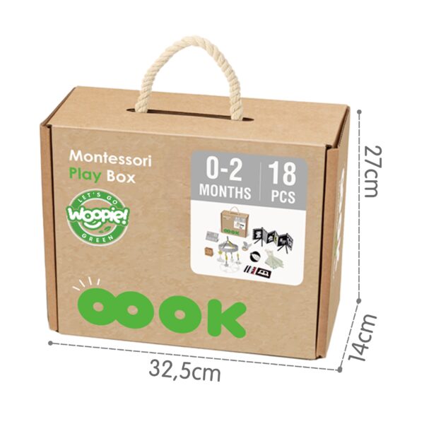 WOOPIE GREEN Box Pudełko XXL Montessori Edukacyjne 7w1 Sensoryczne 0-2 Miesiące 18el. FSC - 013