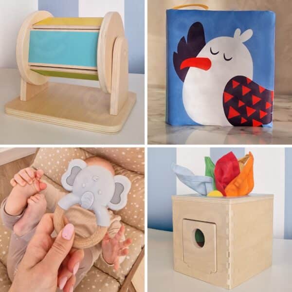 WOOPIE GREEN Box Pudełko XXL Montessori Edukacyjne 6w1 Sensoryczne 5-6 Miesięcy 13el. FSC - 004