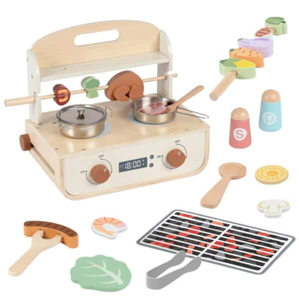 Duży Zestaw Kuchnia i Grill Tooky Toy – Drewniana Zabawka z Akcesoriami - 002