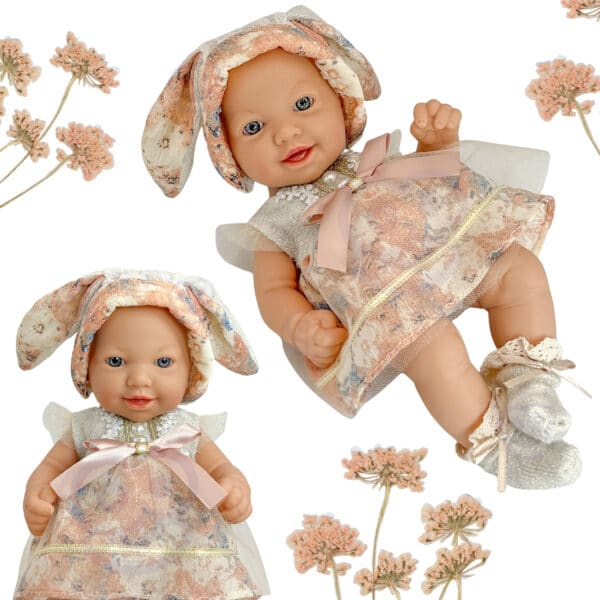 WOOPIE ROYAL Lalka Bobas Vintage 24 cm w Sukience i Czapeczce Króliczka - 001