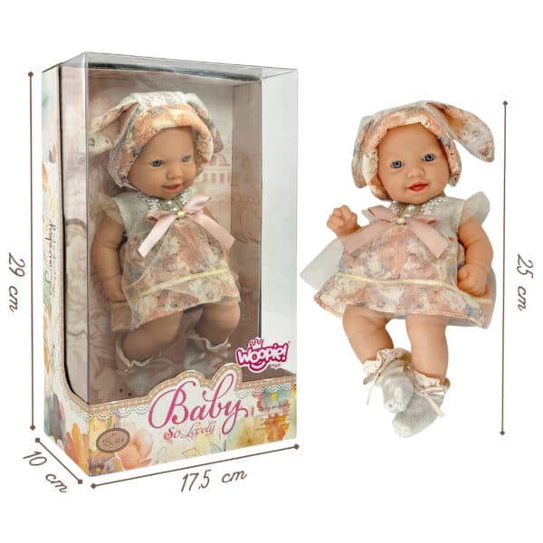 WOOPIE ROYAL Lalka Bobas Vintage 24 cm w Sukience i Czapeczce Króliczka - 011
