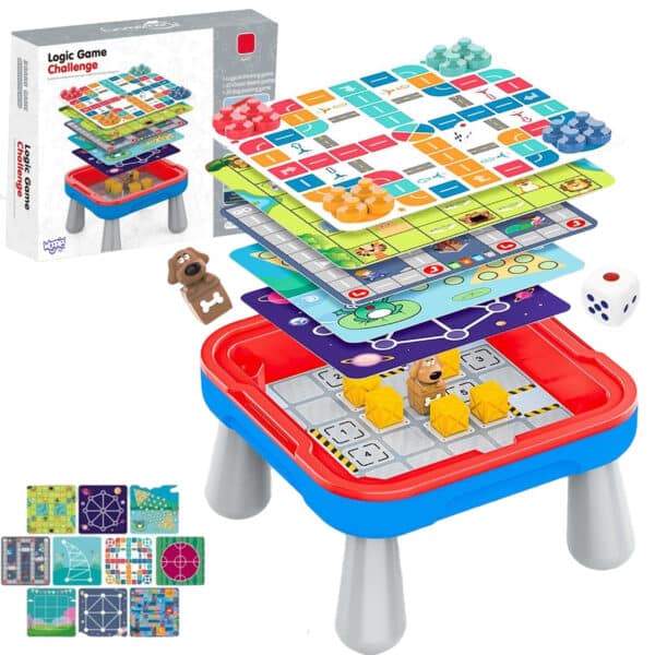 WOOPIE Stolik Gier Planszowych Logicznych 65 el. Zestaw 10w1 - 001