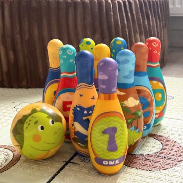 WOOPIE Gra Zręcznościowa Kręgle Miękkie Soft Dinozaury Zestaw 12el. - 002