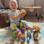 WOOPIE Gra Zręcznościowa Kręgle Miękkie Soft Dinozaury Zestaw 12el. - 003