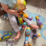 WOOPIE Gra Zręcznościowa Kręgle Miękkie Soft Dinozaury Zestaw 12el. - 004