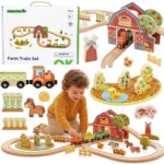 TOOKY TOY Drewniana Kolejka Farma Zestaw 48 el. - 001