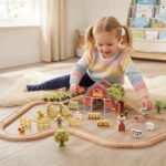 TOOKY TOY Drewniana Kolejka Farma Zestaw 48 el. - 002