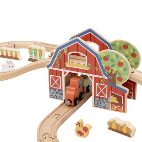 TOOKY TOY Drewniana Kolejka Farma Zestaw 48 el. - 003
