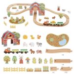 TOOKY TOY Drewniana Kolejka Farma Zestaw 48 el. - 004