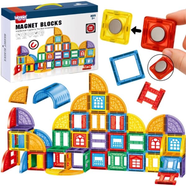 WOOPIE Klocki Magnetyczne Konstrukcyjne 3D Zestaw Edukacyjny Zamek 100el. - 001